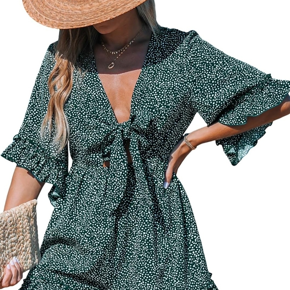 Green Polka Dot Ruffle Dress